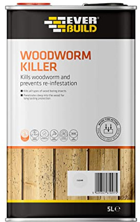 Everbuild Lumberjack Woodworm Killer – Overpaintable – Ready To Use – Fast Drying – Clear – 5 Litre | Overpaintable – Ready To Use – Fast Drying