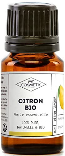 MY COSMETIK - Ätherisches Zitronenöl - Aus biologischem Anbau - HEBBD/HECT chemotypisiert - 100% rein und natürlich - ECOCERT-zertifiziert - 10 ml