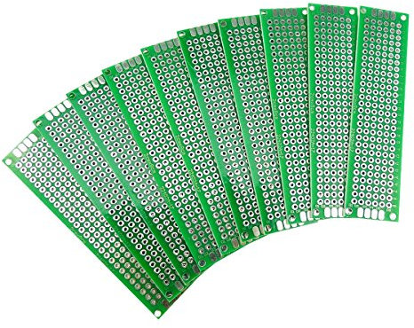 Aihasd 10 Stück Double Side PCB Board Prototype Lochrasterplatine Kit 2x8CM Lochrasterplatte Leiterplatte Platine kompatibel mit dem Arduino Kits für DIY Löten