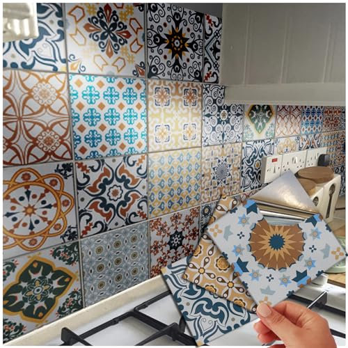 48 Kitchen Bathroom Tile Stickers for Fireplace Wall 15 x 15cm 6 Square Tiles Transfers Decals