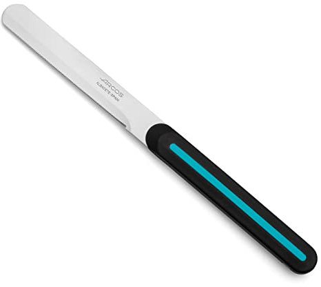 Arcos Coltelleria da Tavola, Coltello Tavola, Lama Acciaio Inossidabile NITRUM 100 mm, Manico Polipropilene Nero e, Colore Blu