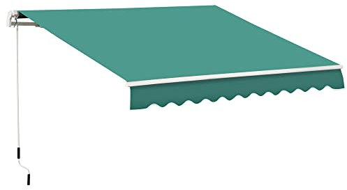 Outsunny Tenda da Sole Avvolgibile a Caduta Manuale per Porte e Finestre, in Alluminio e Poliestere Anti-UV, 295x245cm, Verde
