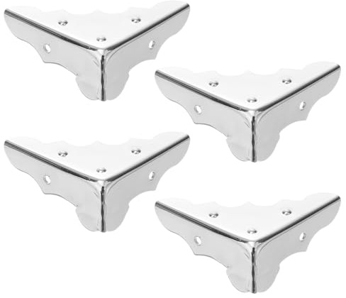 Kantenschutz, Metall Eckenschutz mit Schrauben, Dekorativer Schutz, Eckenschützer, Kantenschützer für Schmuckschatullen Eckenschutz Kantenschutz, Silber, 32 x 32 x 12 mm