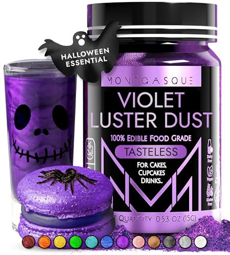 MONÉGASQUE Purple Edible Glitter for Drinks 15g – Violet Edible Glitter for Cakes - Luster Dust for Drinks - Lustre Dust for Cakes, Drink Shimmer, Cocktails - Christmas Cake Decorations Spray