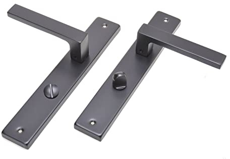 Ensemble de poignées de porte à plaque longue noire - Poignée de porte - Poignée de porte - Poignée de porte - Poignée de porte - Poignée de porte (portes de salle de bain)