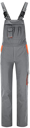 BWOLF Sigma Peto Trabajo Hombre Peto Vaquero Hombre Peto De Trabajo Con Bolsillos Laterales Multifuncionales Y Bolsillos Traseros, Gris/Naranja, XL