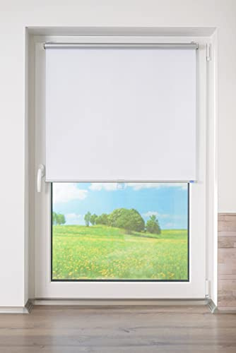 K-Home® Thermo Springrollo/Mittelzugrollo mit modernen Struktur Stoff Weiß B100 x H150 cm