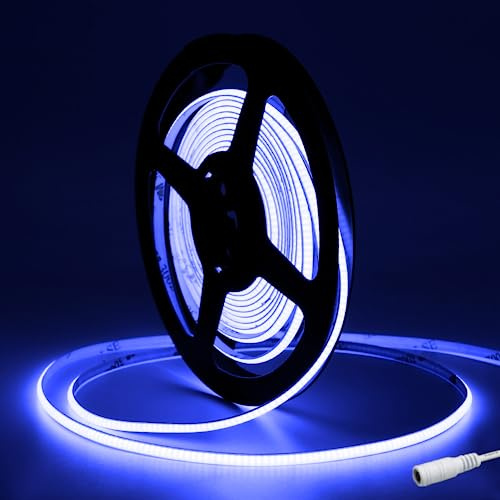 Tayire COB LED Strip Blau 4mm Breite, DC12V LED Streifen 5m 480LEDs/M, Flexibel LED Band Hohe Helligkeit LED Lichtband für Auto FPV Raum dekoration（Netzteil Nicht Enthalten）