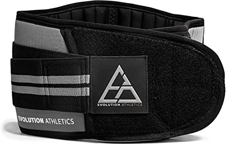 Evolution Athletics Gewichtheber-Sportgürtel für Krafttraining, Powerlifting oder Kreuzheben, mit dickem, flexiblem, bequemem Neopren, verstärktem Rücken, verstellbare Seitengurte, 5XL, Grau