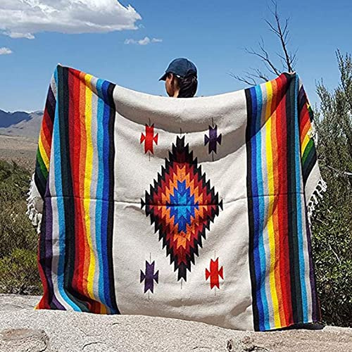 soonbuy Couverture de plage mexicaine, tapisserie mandala, serviette de plage ou jeté de pique-nique, décoration de chambre, couverture bohème pour la plage, le camping, le pique-nique, l'extérieur,