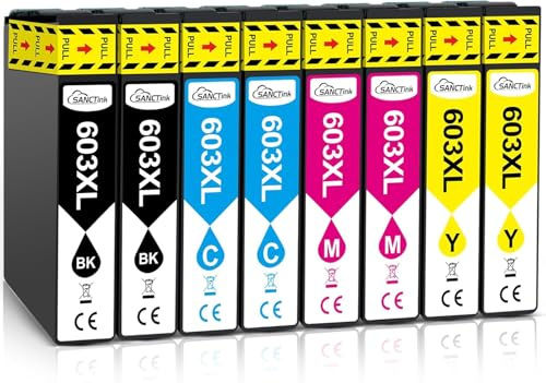 603XL 603 Druckerpatronen kompatibel mit Epson WF-2810 XP-2100-3100 XP-3100 XP-3105 XP-2105 XP-4100 XP-4105 WF-2850 WF-2850 10 WF-2835 WF-2830 Drucker, 603XL 8 Stück