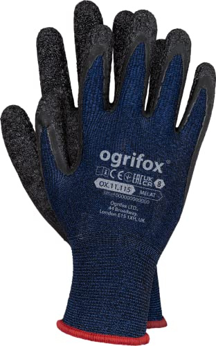 Ogrifox OX-MELAT_CB9 Latexhandskar, skyddshandskar, gummihandskar Skyddshandskar, marinblå-svart, storlek 7, 240 par