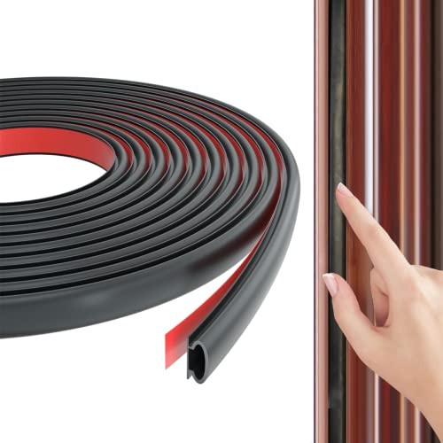 15m Türdichtung Selbstklebend Gummi Dichtungsband,Schwarz | Tür Dichtungsband reduziert Zugluft und Lärm,Door Seal für Türrahmen,Haustüren,Geeignet für Fugenbreiten von 2,5–6 mm