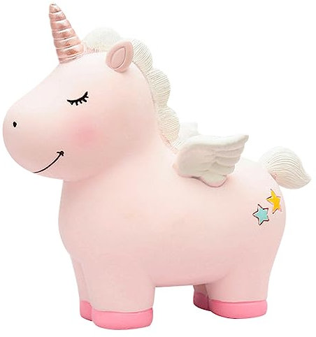 Einhorn Spardose, Boot- und Bruchschutz für Kinder, groß aus Harz, super süßes Geschenk für Geburtstage, Weihnachten und Babypartys (Rosa)