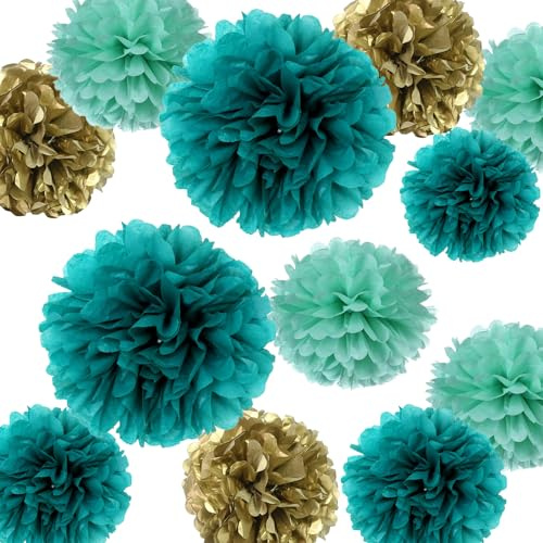 Papierblumen, Pompons für Hintergrund, Luftschlangen, Geburtstag, Hochzeit, Babyparty, Brautparty, Junggesellinnenabschied, Weihnachten, Kinderzimmer, Wanddekoration, 12 Stück