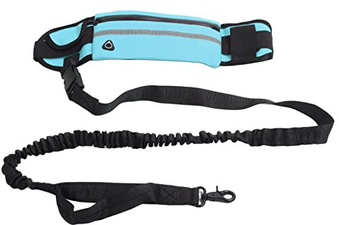 Hundeleine Hundelaufleine Hände Frei mit Reflektierendem Elastischem Flexiblem Bund und Abnehmbarer Tasche Hundelaufleine für Outdoor-Walking-Training (Himmelblau)