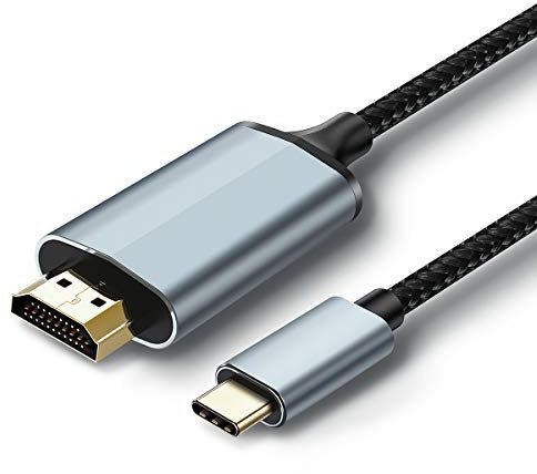 lulaven USB C to HDMI Cavo per iPhone a TV 3M, Type C to HDMI Adapter 4K Thunderbolt 3 to HDTV Cavo Compatibile con iphone15/16,MacBook Pro, MacBook Air, Ipad Pro,iphone15/16(3 M, grigio)