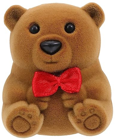 ABOOFAN 1 Stück Bär Ringbox Plüsch Ringbox Verlobungsringbox Ringantrag Rose Halskette Geschenkboxen Für Ehering Box Für Antrag Bär Ringhalter Valentinstag Ringetui Glanzring