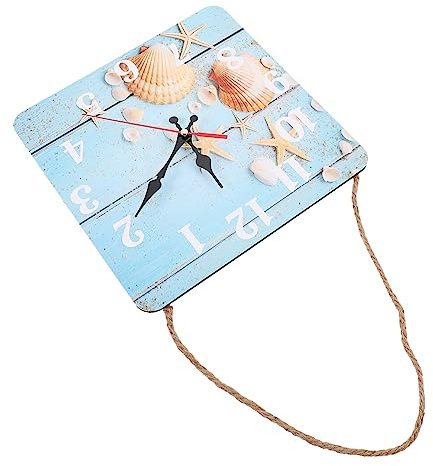 Warmhm 1 Stück Quadratische Nordische Uhr Digitale Wanduhren Country-Chic-Deko-Uhr Für Büro Wanduhr Mit Seil Zum Aufhängen Holziges Vintage-Deko- Für Zuhause