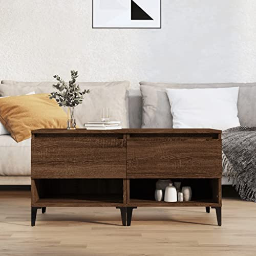 ZEYUAN Beistelltische 2 STK Sofatablett, Sofatisch, Side Table, Laptoptisch Für Couch, Konsolentisch, Mini Tisch, Kaffeetisch, Beistell Tisch, Braun Eichen-Optik 50x46x50 cm