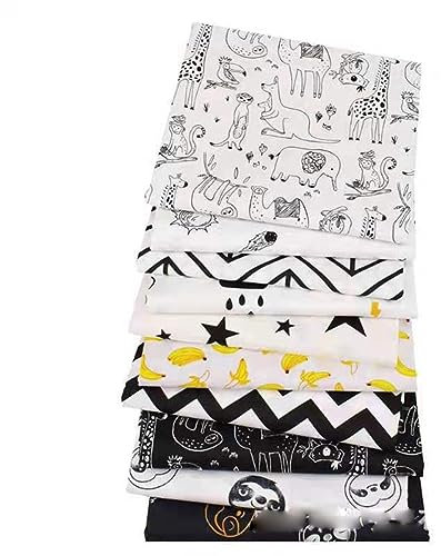 Egurs Baumwollstoff Meterware mit Tiere Muster 8 Stück/Set Twill Baumwolle Stoff Tuch Patchwork Stoffe Paket Stoffreste Stoffpaket ZUN Nähen Quilten Basteln Handwerk Baumwolltuch 4# 25 * 20cm