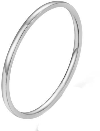 Bishilin Freundschaftsringe Damen Edelstahl, Ring Personalisiert 1MM Schmal Bandring Partnerringe Frauen Ringe Nickelfrei Silber Gr.56 (17.8)