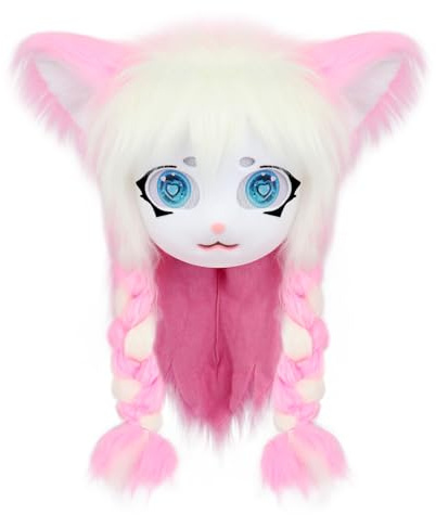 hbbhml Kattmask, pälsdräkt, söta och mjuka masker för halloween, maskerad och cosplay, utklädnadstillbehör