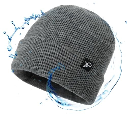 TOP-EX warme wasserdichte Wintermütze Herren & Damen Fleece Beanie Grau XXL