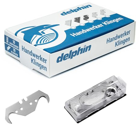 Delphin®-Super-Hakenklingen, Cuttermesser Klingen 19mm, 0,65mm stark, 100 Klingen in 10er Spender.