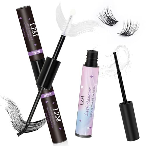 LZM Colle pour Cils, 2 en 1 Lash Bond et Seal DIY Cluster Cils Adhésif Lash Remover pour Cils, Durable 48-72h et imperméable Convient pour Colle Cils,Pas De Résidus