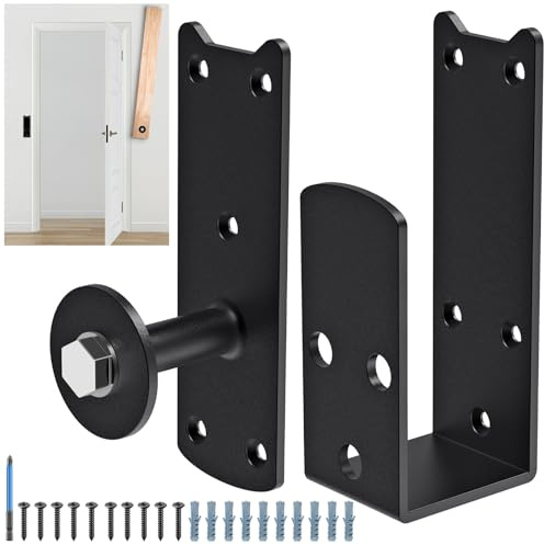 Insaga 2x4 Door Barricade Brackets, 4mm Heavy-Duty Steel Security Brackets with Rotating Design for Reinforced Door Protection, U Bracket Drop Open Bar Holder, Fits Home, Garage, Barn, Shed (2Pcs)
