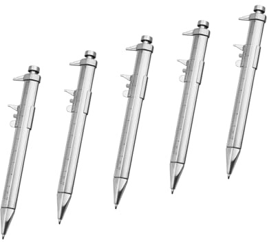 5 piezas de papelería para estudiantes 0-100 mm Vernier pinza de freno Penstallpoint pluma herramienta de medición multifunción rodillos pluma