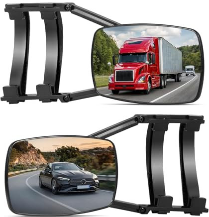2 Pieces Car Trailer Mirrors, Caravan Mirrors with Straps for Caravans, Motorhomes and All Common Vehicles,Suitable for Caravans/Cars