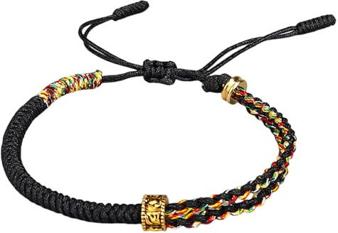 Auriela Tibetan Buddhist Good Luck Rope Woven Bracelets,Six Words Mantras Amulet Braided Bracelets Handcrafted Wristband for Women, Men, Teens,Adjustable Size,Friendship Present