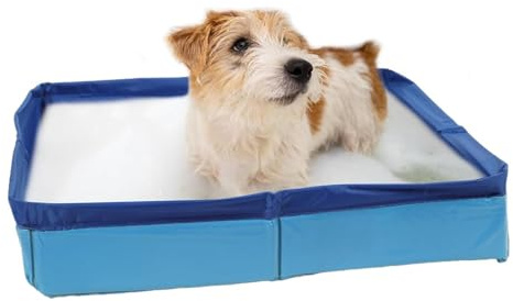 Haustier Schwimmbecken,Hundepool Klein,Hundeplanschbecken,PVC Zusammenklappbares Planschbecken Für Hunde,Aufblasfrei rutschfest Welpen Plantschwanne Für Haus Garten Freiluft