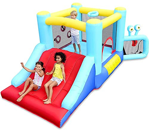 IXMLDAXD Castillo Inflable， Valla de Seguridad Casa de Rebote Casa de Rebote Inflable Fiesta temática Aro de Baloncesto Juego de fútbol