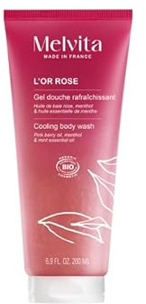 Melvita - Gel Douche - L'Or Rose - Soin Corps Rafraîchissant - Huile de Baies Roses et Menthol - 200 ml