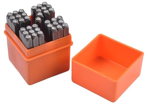 Lot de 37 poinçons lettres et chiffres en acier inoxydable de 3 mm avec boîte de rangement