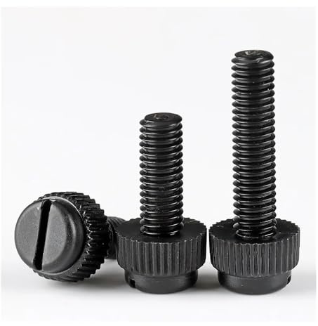 Cilky Vis à métal Lot de 10 à 50 vis moletées à tête Fendue en Plastique Blanc et Noir, M3-M8, en Acrylique Transparent, Nylon PA66, sans Outil(Black,M6x60(10pcs))