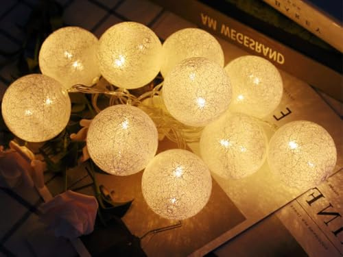 Kellegour Guirnalda Luces Interior,LED Bolas de Algodón,3M 20 LEDs Cotton Ball Lights,Fairy Lights Decoracion Luz Led Hadas Luzes para Habitaciones Infantiles,Bodas y Decoraciones Navideñas,Blanco
