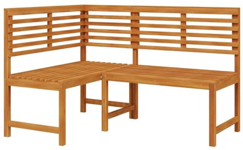 Makastle Banc d'angle de Jardin avec Dossiers, Banc d'Extérieur en Bois, Banquette de Jardin, 140 cm Bois Solide d'acacia