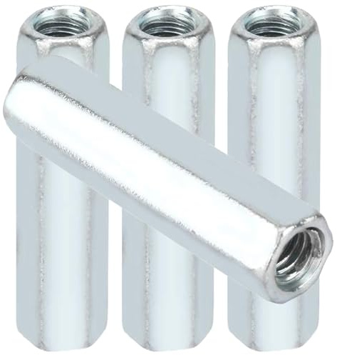 Aililong 4 pièces M10 x 40mm Écrou Long M10 – Manchon fileté galvanisé M10, écrou à Manchon M10, Anti-Corrosion pour Tige filetée M10