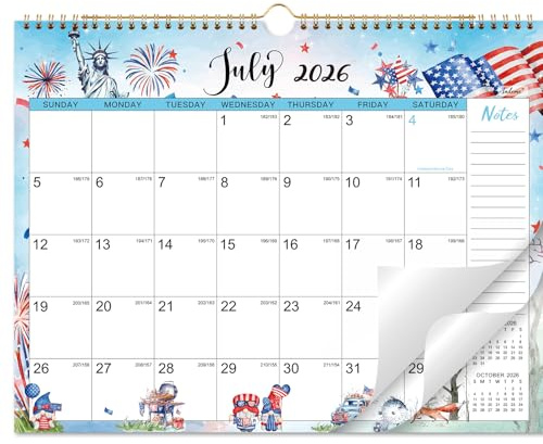 Calendar 2026-2027 - Wall Calendar 2026-2027, 18 Months Wall Calendar from July 2026 to December 2027, 11.5” x 15”, Twin-Wire Binding, Hanging Hook, Holidays, Animal & Seasonal Watercolor