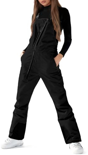 Pantalon De Ski Femme Ensemble Femme Salopette Hiver Coupe-Vent Combi Skis Combi Ski Imperméable Respirante Veste De Skis Chaude pour L'extérieur Vetement Gifts for Women Noir 3XL