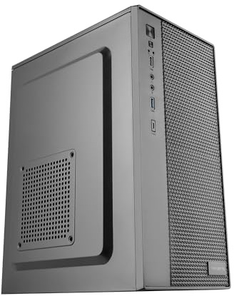 Tacens Anima AC7500, Boîtier PC MicroATX et Mini-ITX, Alimentation 500W Intégrée, Panneau Avant Géométrique 3D, Mini-Tour avec Connectivité Frontale USB-C + USB 3.0 + USB 2.0 + Audio HD, Noir