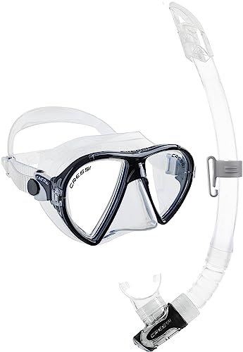 Cressi Ocean VIP Combo Set Maschera Sub Ocean e Snorkel Gamma, Unisex – Adulto, Trasparente/Nero