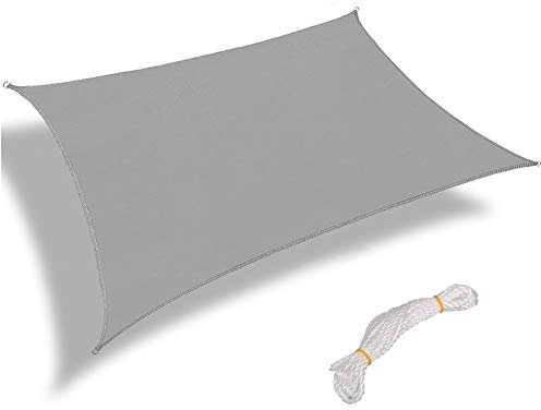 Warooma 2.5m x 2.5m Sun Shade Sails Canopy with Rope Rectangle Sand UV Heavy Duty Commercial Grade Patio Waterproof Block Sun Shade Awning for Outdoor Facility And Activities