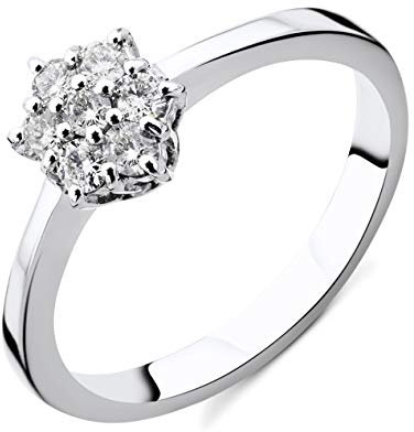 OROVI Damen Diamant Ring Weißgold, Verlobungsring 18 Karat (750) Gold und Diamanten Brillanten 0.21 Ct Ring Handgemacht in Italien