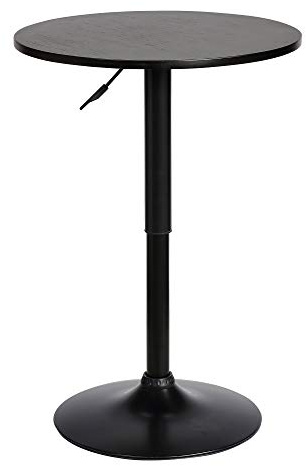 Armen Living Swivel Modern Pub Table with Wood Top and Metal Base, Black, 33-43 Adjustable Height