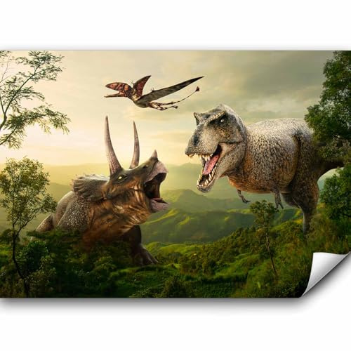 murando Fototapete selbstklebend Dinosaurier 441x315cm Foto Tapete Tapetenfolie Möbelfolie Wandverkleidung Wandtapete Motivtapeten Bildtapete Wohnzimmer Schlafzimmer 3d Effekt Dinosaurier Figur Weiß